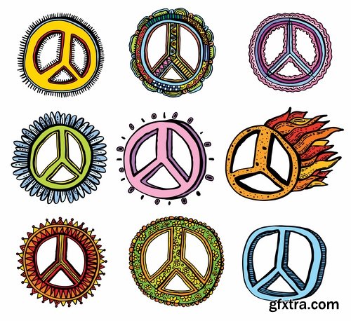 Collection of vector image world harmony sign of reconciliation dove 25 Eps