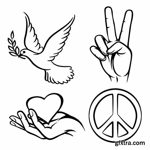 Collection of vector image world harmony sign of reconciliation dove 25 Eps