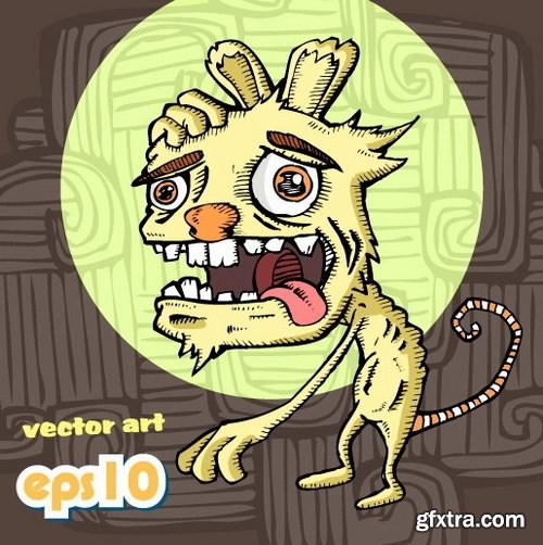 Collection of funny animals picture vector illustration caricature 25 Eps