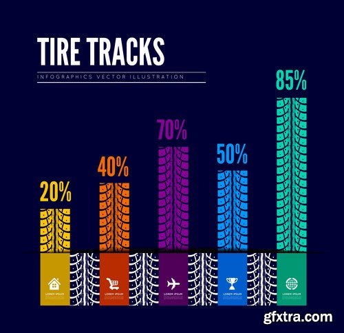 Tire tracks vector, 10 x EPS