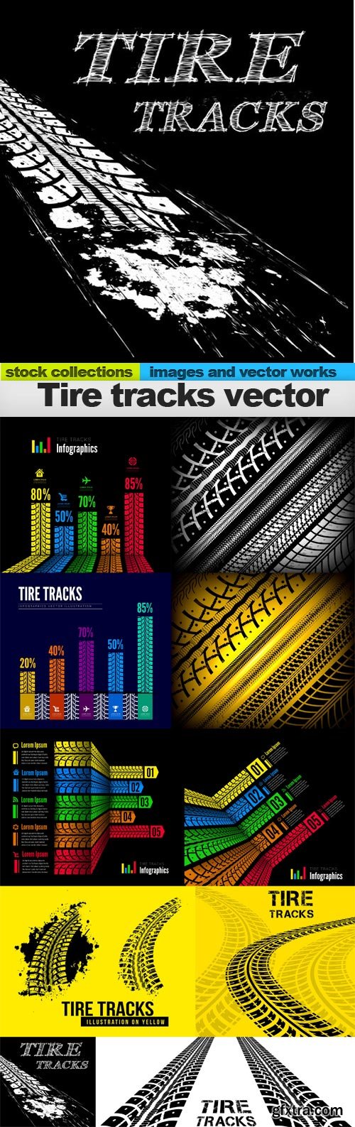 Tire tracks vector, 10 x EPS