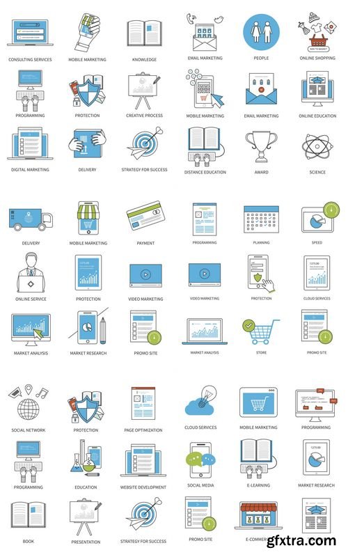 Vector - Flat Design - Line Icons for Business