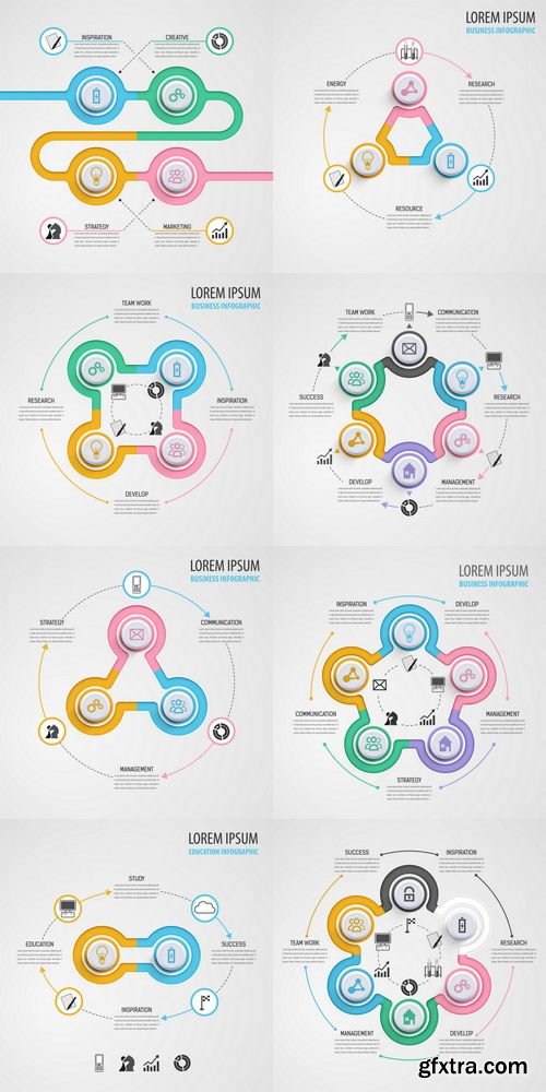 Vector - Business Infographics Circle Colorful Style