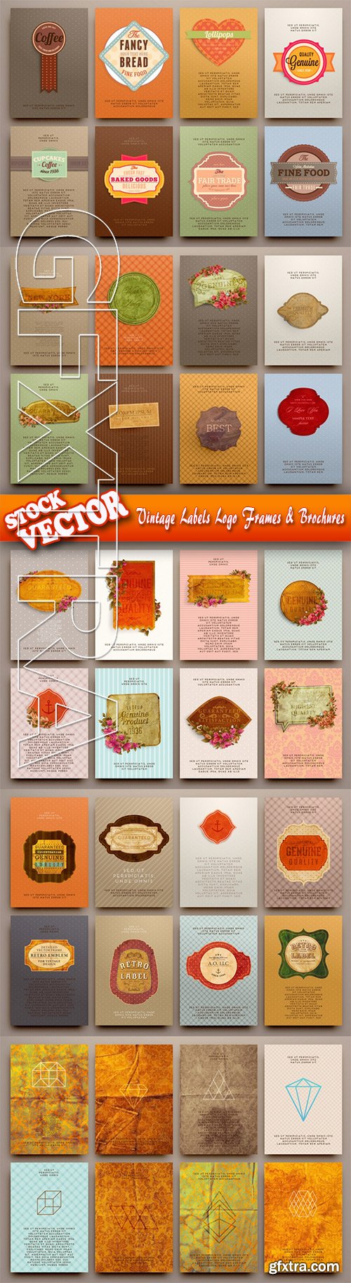 Stock Vector - Vintage Labels Logo Frames & Brochures