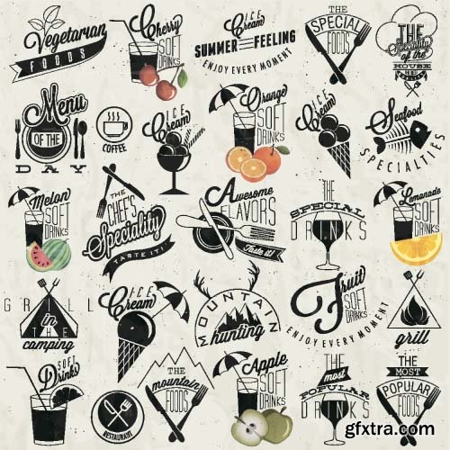 Retro style vintage sample menu 15x EPS