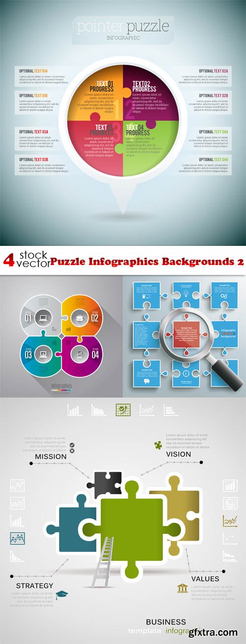 Vectors - Puzzle Infographics Backgrounds 2