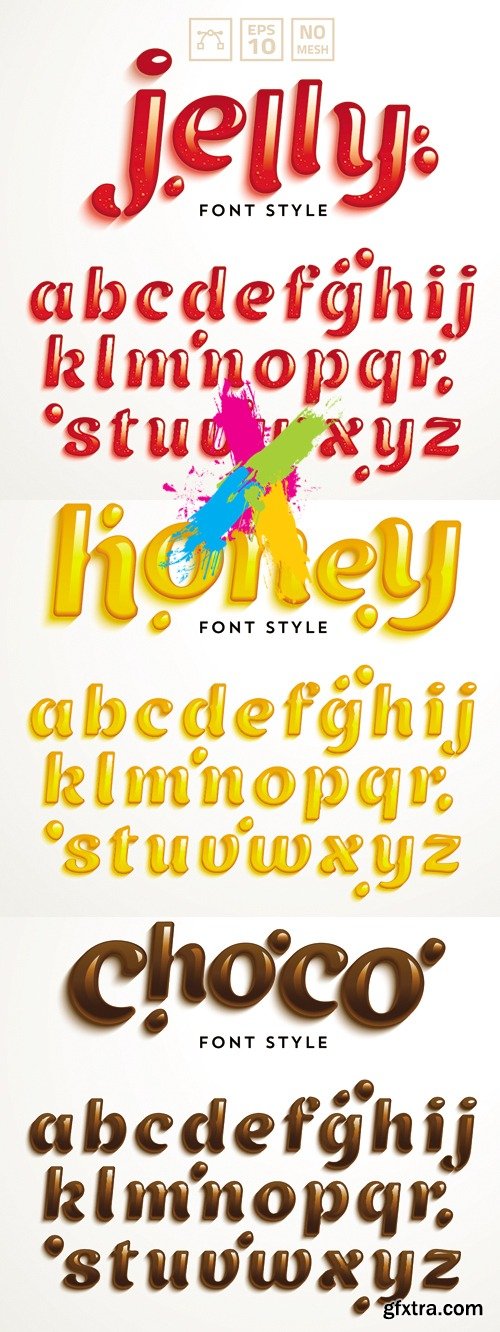 Jelly, Honey & Chocolate Alphabet Vector