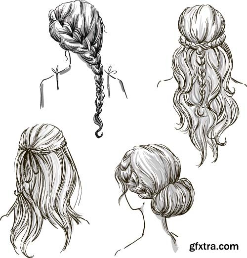 Set of different hairstyles 8x EPS