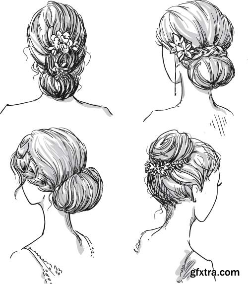 Set of different hairstyles 8x EPS