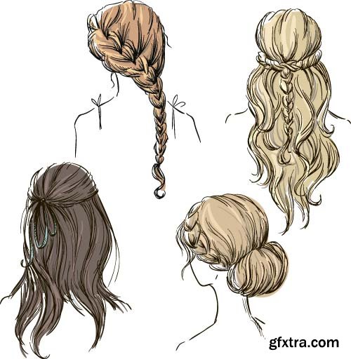 Set of different hairstyles 8x EPS