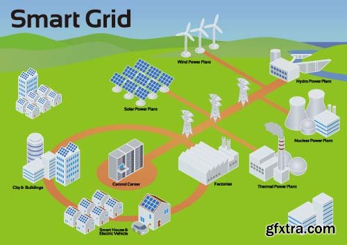 Smart Grid Image Illustration Vector 5x EPS