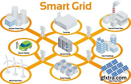 Smart Grid Image Illustration Vector 5x EPS