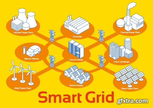 Smart Grid Image Illustration Vector 5x EPS