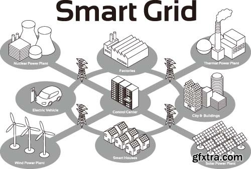 Smart Grid Image Illustration Vector 5x EPS