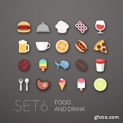 Stock Vector - Flat Icons Set, 30EPS