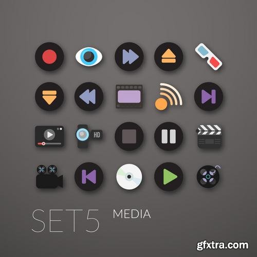 Stock Vector - Flat Icons Set, 30EPS