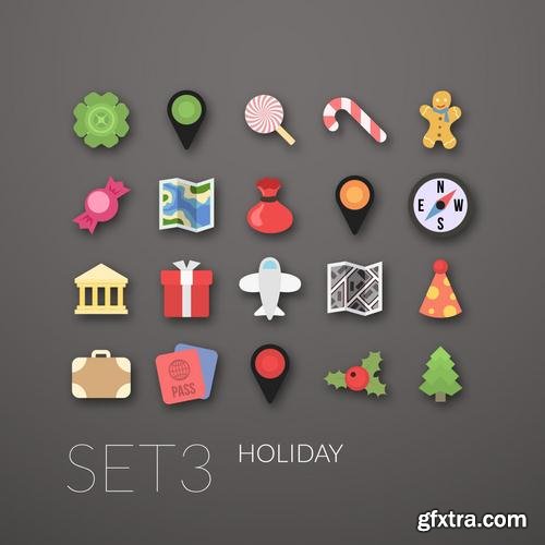 Stock Vector - Flat Icons Set, 30EPS