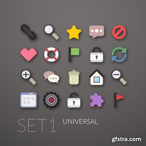 Stock Vector - Flat Icons Set, 30EPS