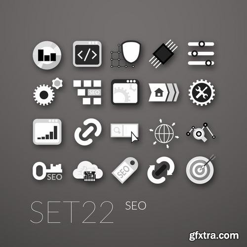 Stock Vector - Flat Icons Set, 30EPS