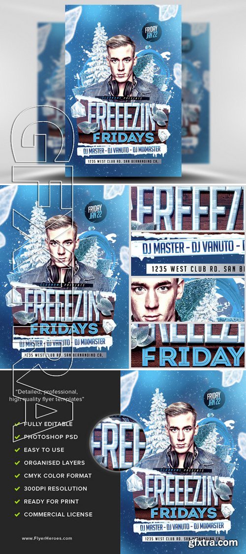 Freezin’ Fridays Winter DJ Flyer Template