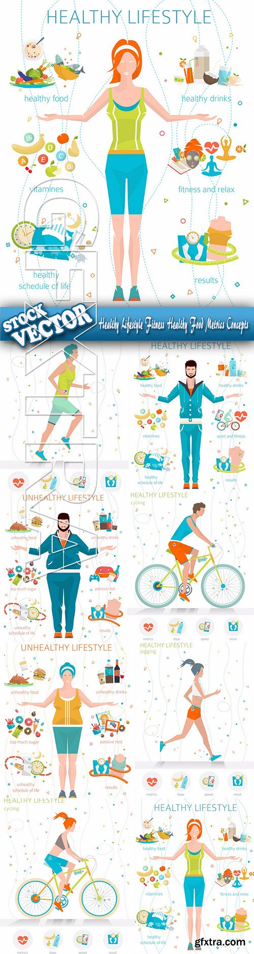 Stock Vector - Healthy Lifestyle Fitness Healthy Food Metrics Concepts