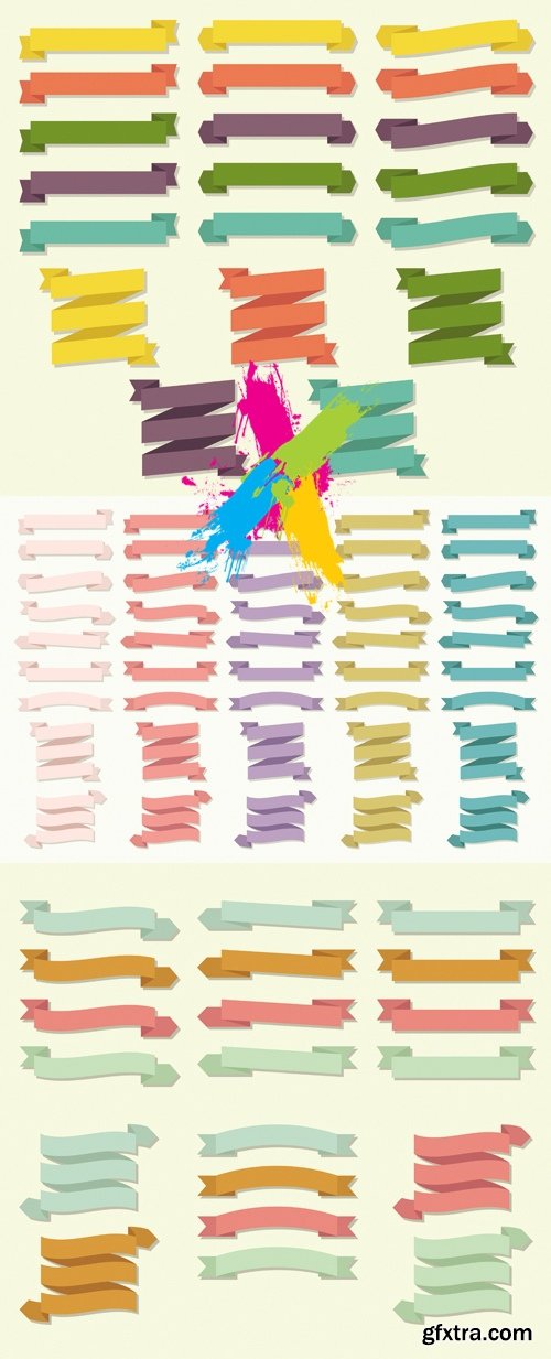 Color Vintage Ribbons Vector