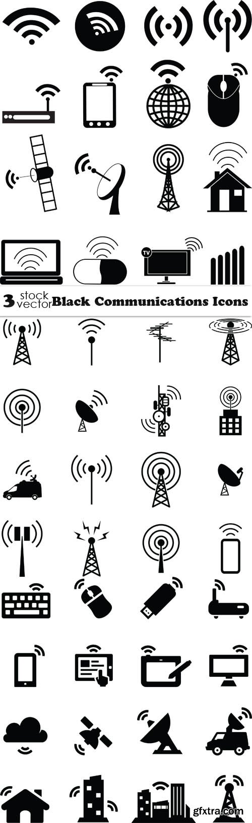 Vectors - Black Communications Icons