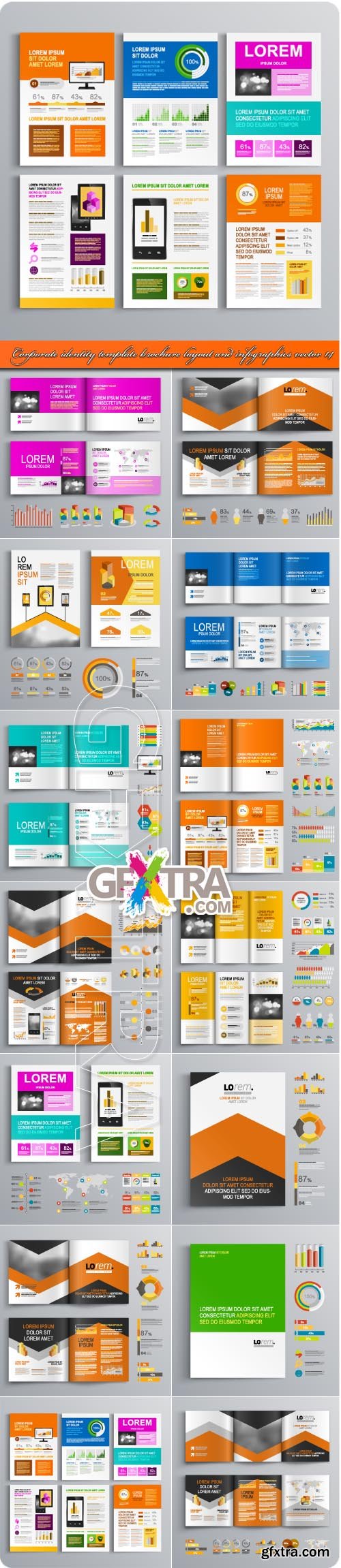 Corporate identity template brochure layout and infographics vector 14