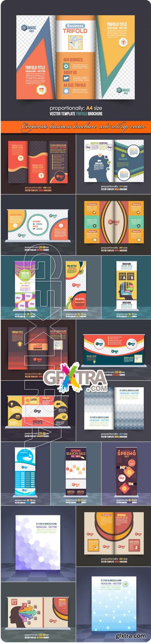 Corporate business brochure and roll up vector