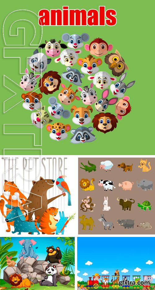 Stock Vectors - Animals composition