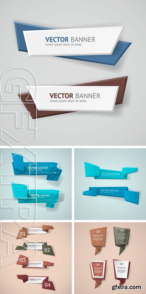 Stock Vectors - Vector infographic origami banners set