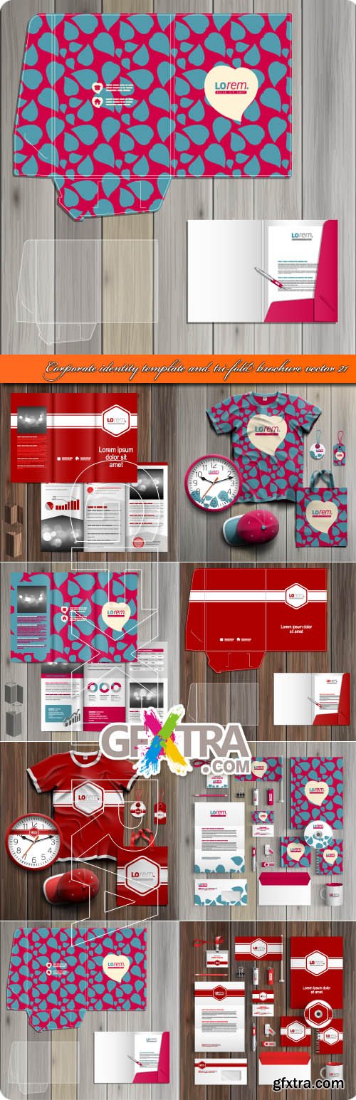 Corporate identity template and tri-fold brochure vector 21