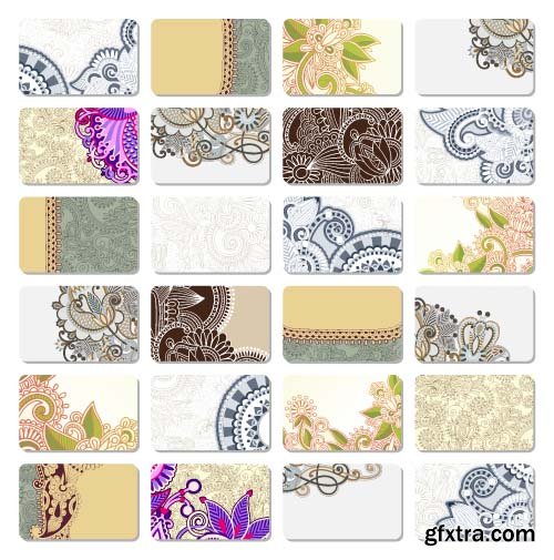 Collection of flower business card 10x EPS