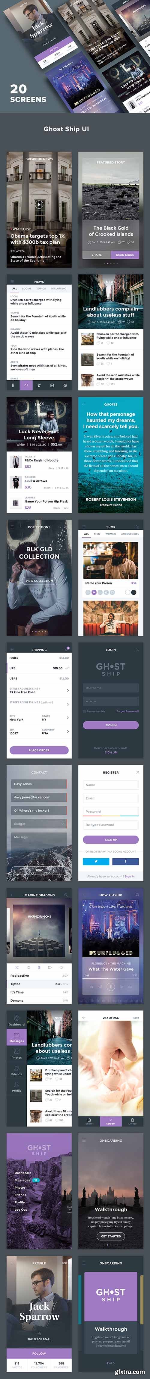 PSD Mobile UI Kit - Ghost Ship