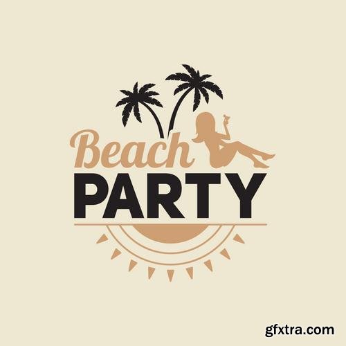 Stock Vector - Tropical Paradise Beach Vacation Adventure and Travel Labels Logos, 30EPS