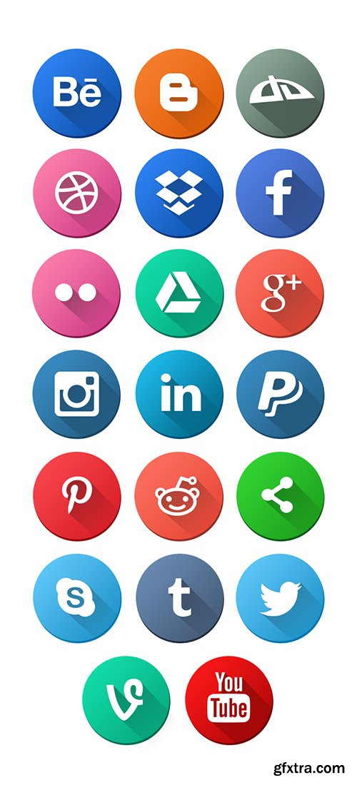 PSD, PNG Web Icons - Round Social Media Icons 2015