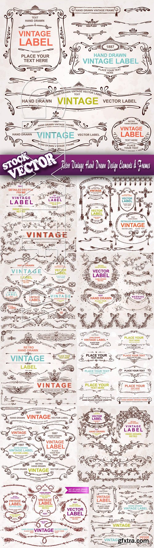 Stock Vector - Retro Vintage Hand Drawn Design Elements & Frames