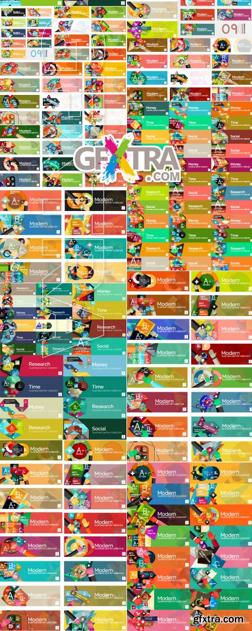 Infographic banners mega collection of flat design vector