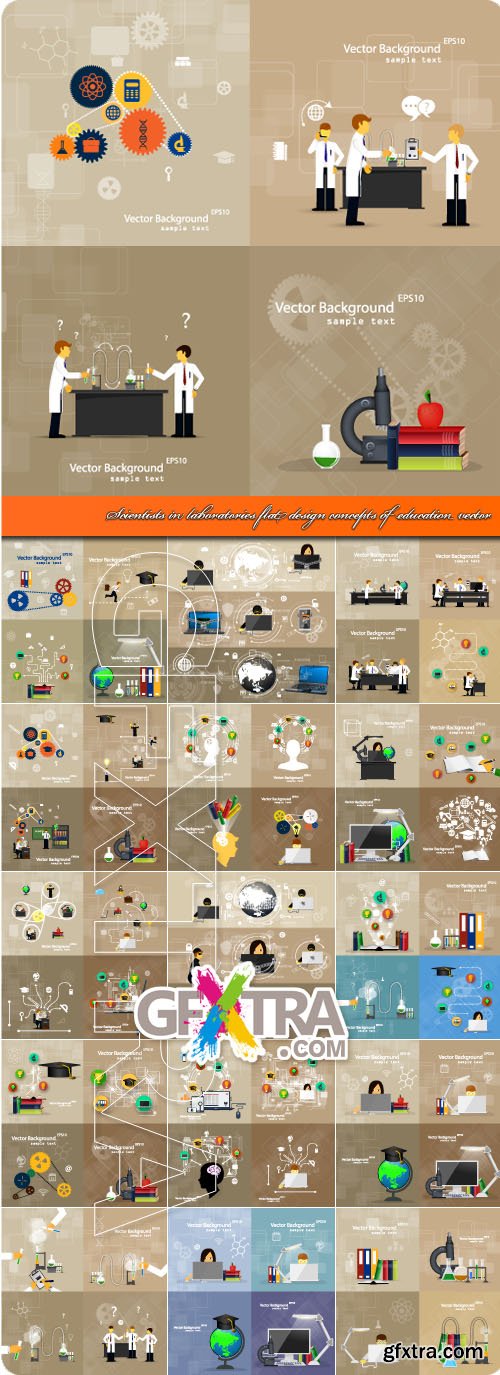 Scientists in laboratories flat design concepts of education vector