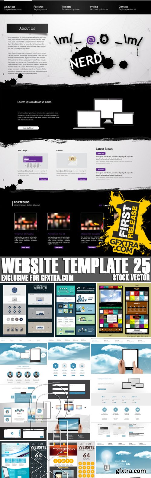 Stock Vectors - Website template 25, 25xEPS