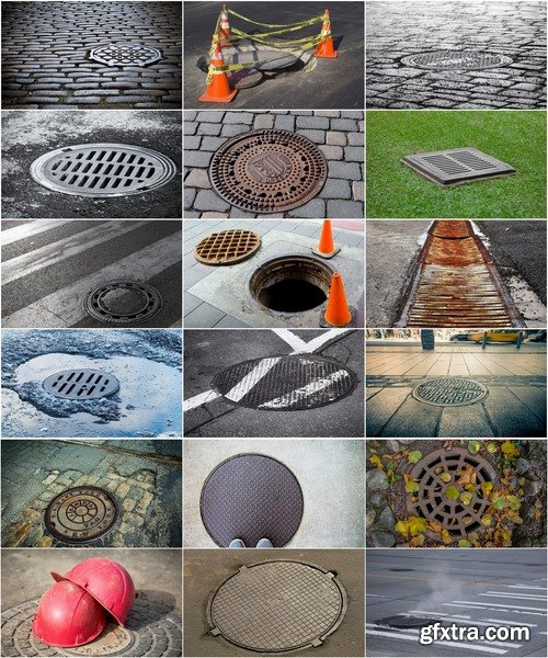 Collection of various manhole sewer drain runoff 25 HQ Jpeg