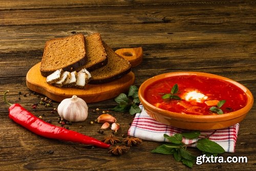 Collection of National Ukrainian borscht soup 25 HQ Jpeg