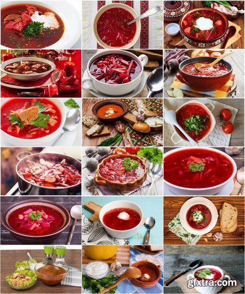 Collection of National Ukrainian borscht soup 25 HQ Jpeg