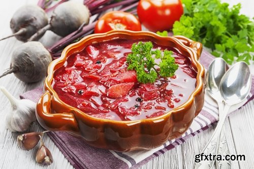 Collection of National Ukrainian borscht soup 25 HQ Jpeg