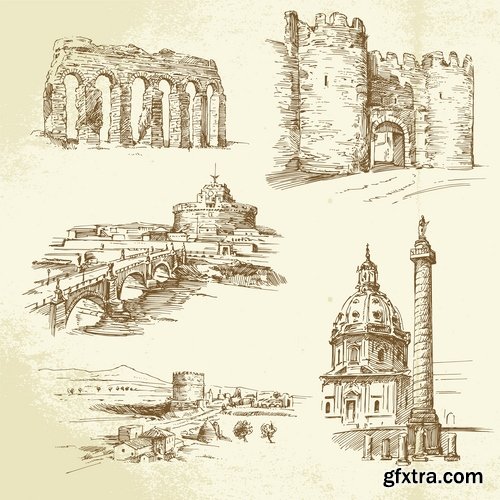 Collection of vector image fortress castle fort inaccessibility 25 Eps