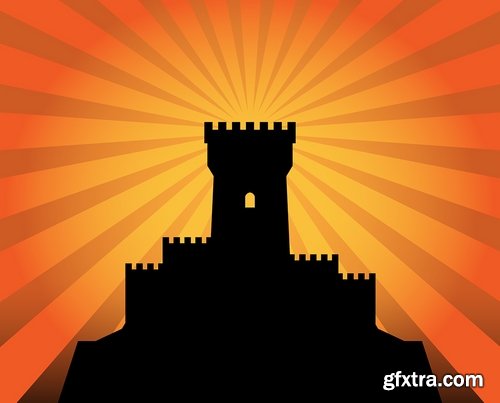 Collection of vector image fortress castle fort inaccessibility 25 Eps