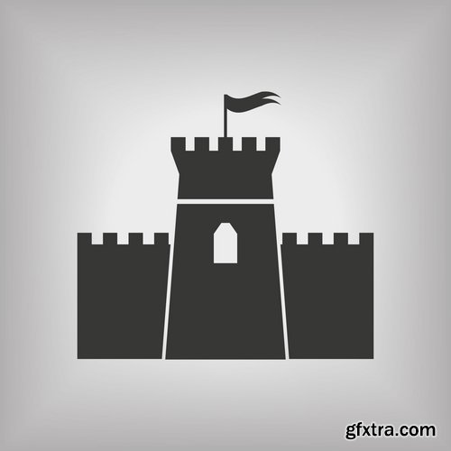 Collection of vector image fortress castle fort inaccessibility 25 Eps