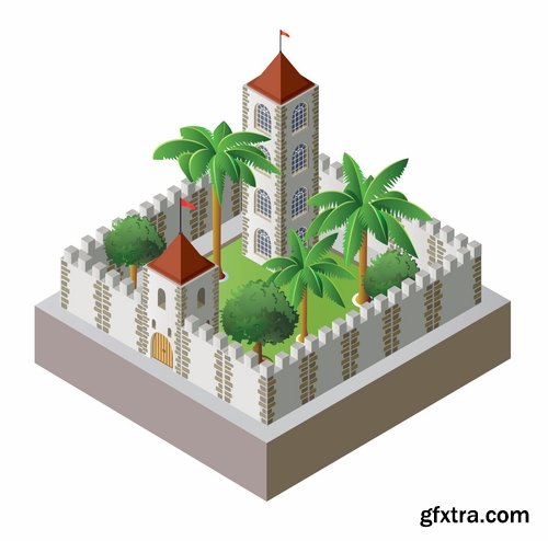 Collection of vector image fortress castle fort inaccessibility 25 Eps