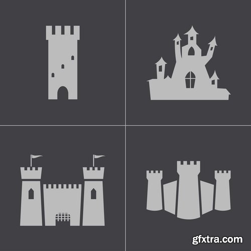 Collection of vector image fortress castle fort inaccessibility 25 Eps