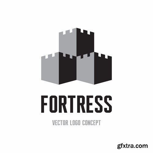 Collection of vector image fortress castle fort inaccessibility 25 Eps